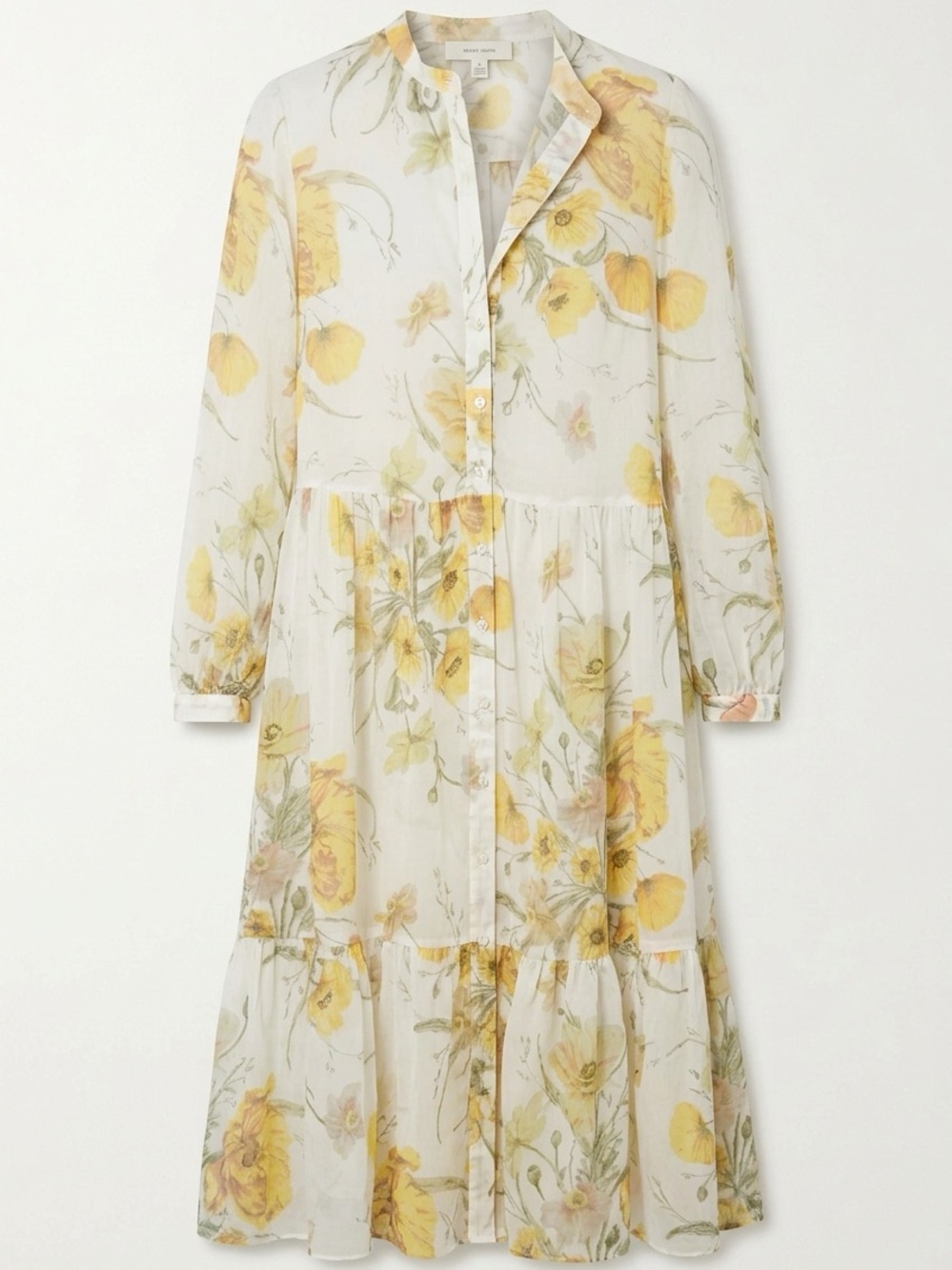 H&M White & Sheer Yellow Floral Maxi Dress